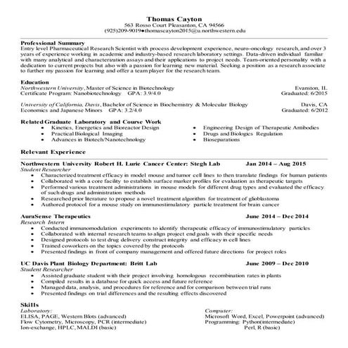Thomas Cayton Grad Resume CA
