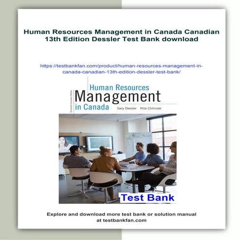 Human Resources Management in Canada Canadian 13th Edition Dessler Test ...