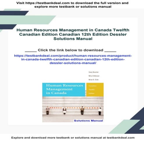 Human Resources Management in Canada Canadian 13th Edition Dessler ...