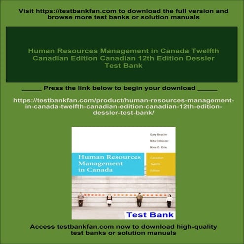 Human Resources Management in Canada Twelfth Canadian Edition Canadian ...
