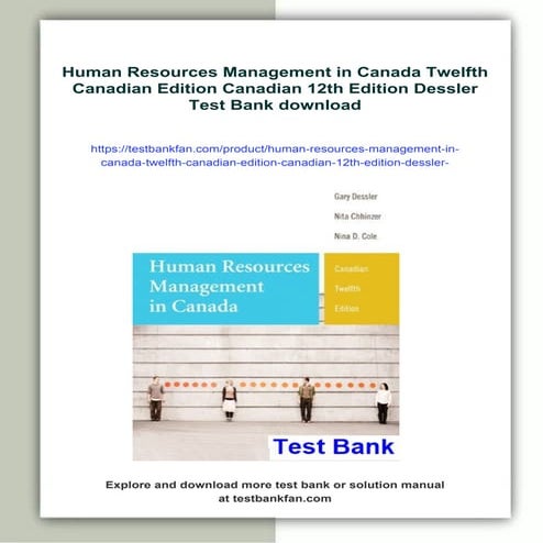 Human Resources Management in Canada Twelfth Canadian Edition Canadian ...