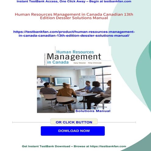 Human Resources Management in Canada Canadian 14th Edition Dessler Test ...
