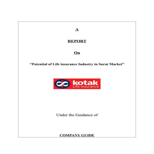 15596379 final-project-report-on-life-insurance-kotak