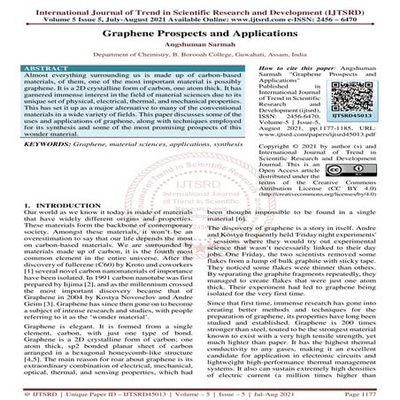 Graphene Prospects and Applications