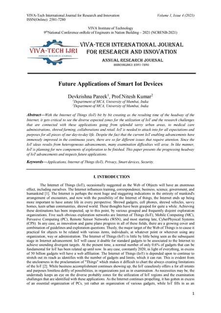 Future Applications of Smart Iot Devices