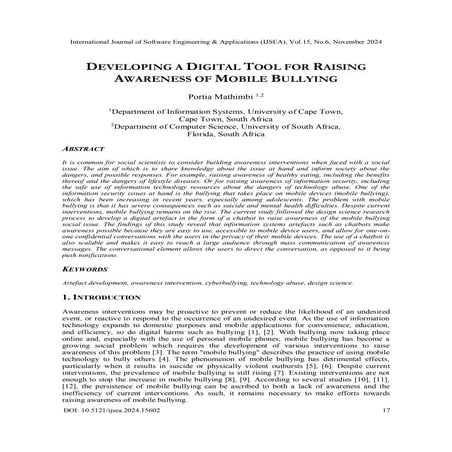 DEVELOPING A DIGITAL TOOL FOR RAISING AWARENESS OF MOBILE BULLYING