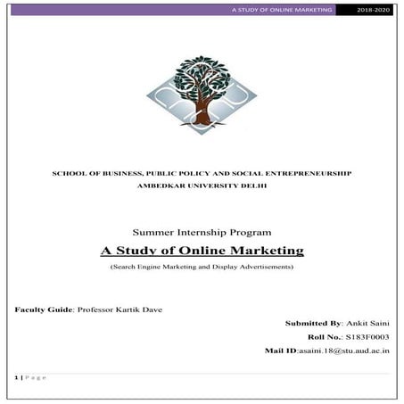 Online Marketing-MBA Summer Internship Report