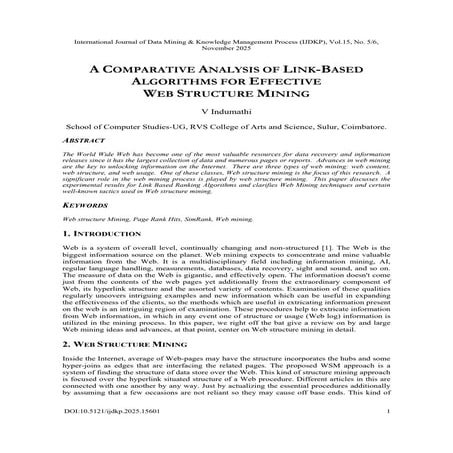 A COMPARATIVE ANALYSIS OF LINK-BASED ALGORITHMS FOR EFFECTIVE WEB ...