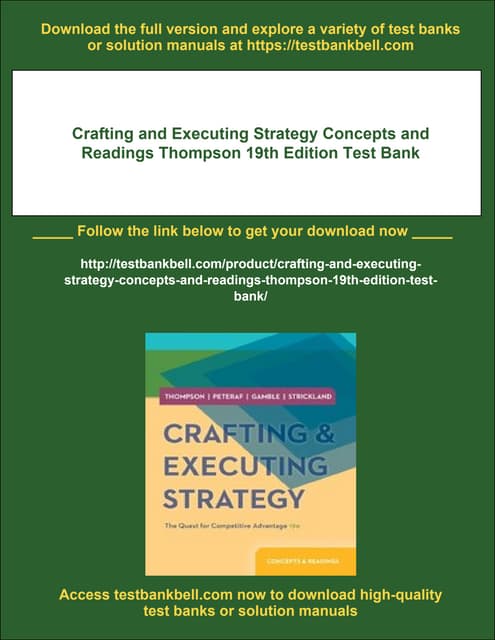 Crafting and Executing Strategy 19th Edition Thompson Test