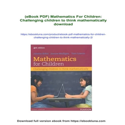 (eBook PDF) Mathematics For Children: Challenging children to think mathemati...