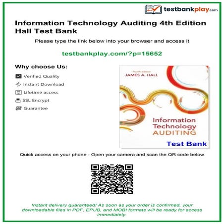 Information Technology Auditing 4th Edition Hall Test Bank | PDF