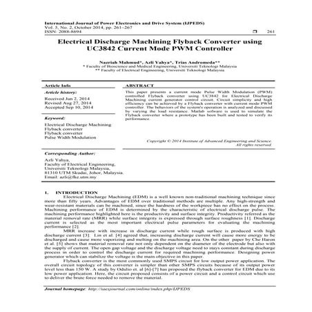 Electrical Discharge Machining Flyback Converter using UC3842 Current Mode PW...