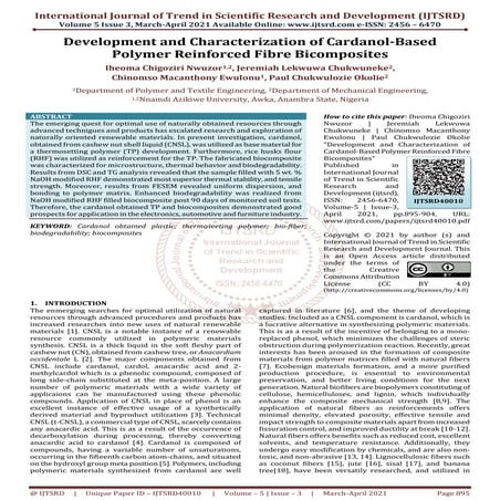 synthesis and spectral studies on cardanol based polyurethanes | PDF