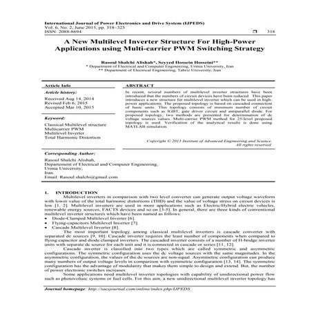 A New Multilevel Inverter Structure For High-Power Applications using Multi-c...