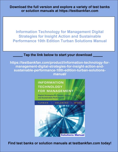Information Technology for Management Digital Strategies for Insight Action and Sustainable Performance 10th Edition Turban Solutions Manual
