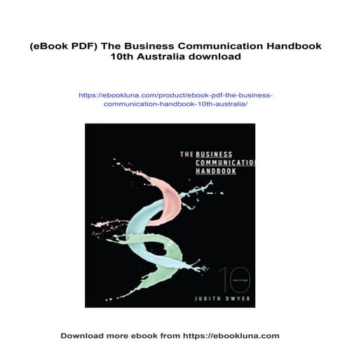 (eBook PDF) The Business Communication Handbook 10th Australia
