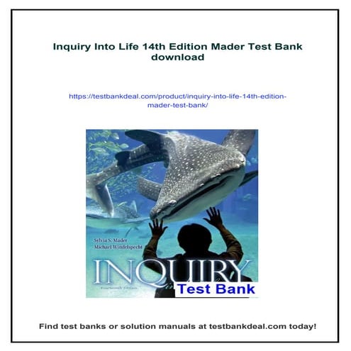 Inquiry Into Life 14th Edition Mader Test Bank | PDF