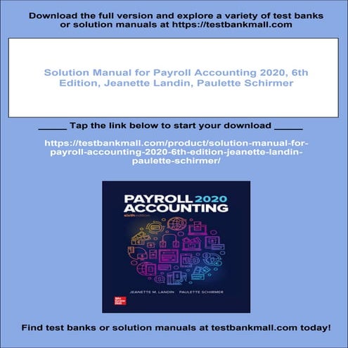 Solution Manual for Payroll Accounting 2020, 6th Edition, Jeanette Landin, Pa...