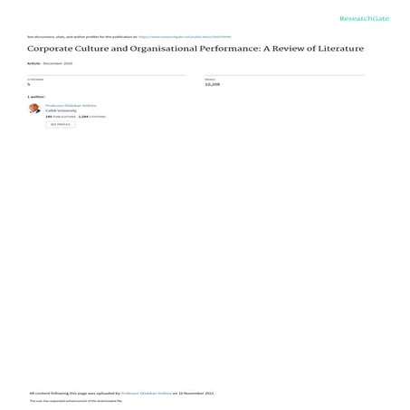 corporate culture for organizational performance | PDF
