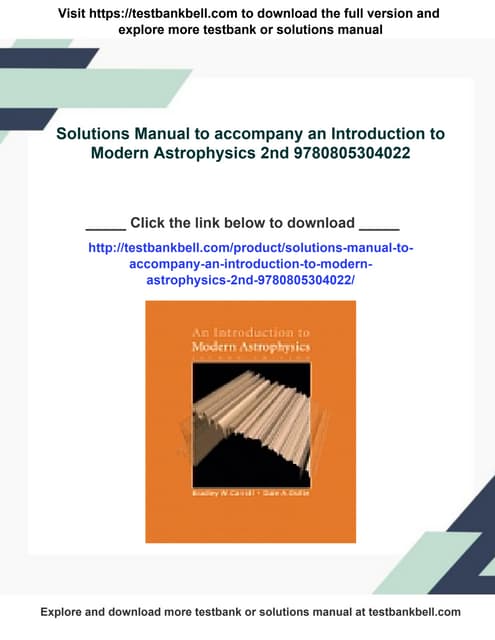 Solutions Manual to accompany an Introduction to Modern Astrophysics 2nd 9780...