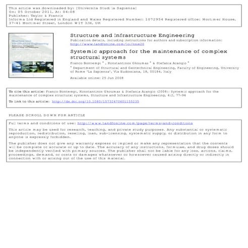 Systemic approach for the maintenance of complex structural systems