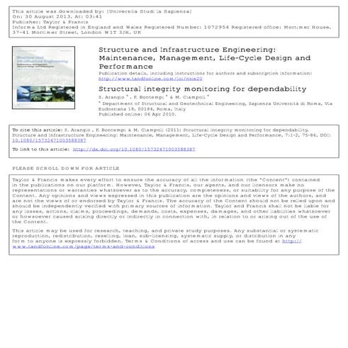 Structural integrity monitoring for dependability