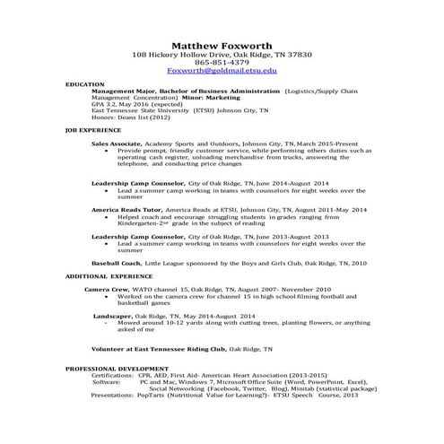 Official Resume (Logistics)