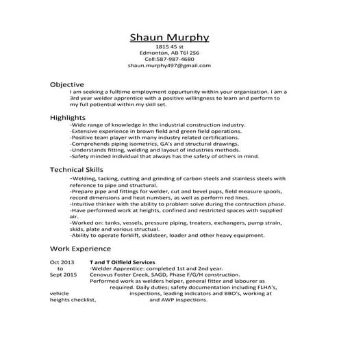 shaunmurphyresume2016 | RTF
