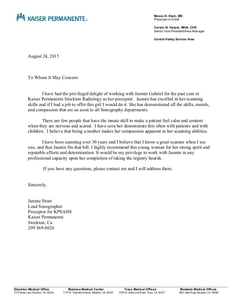 j stout letter of recommendation kaiser permanente doctors note