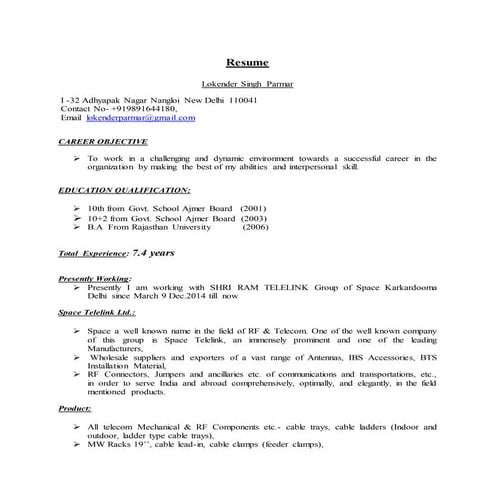 Resume Lokender | PDF