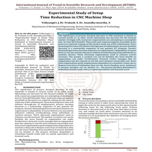 Experimental Study of Setup Time Reduction in CNC Machine Shop