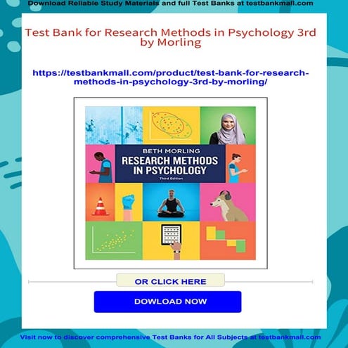 Test Bank for Research Methods in Psychology 3rd by Morling | PDF