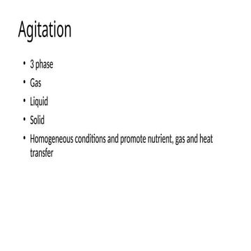 Agitation in fermentor principles of biochemical | PPTX