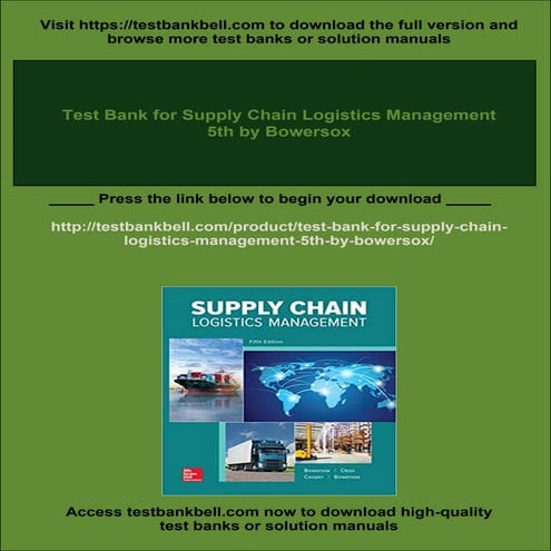 Test Bank for Supply Chain Logistics Management 5th by Bowersox | PDF