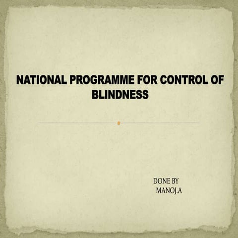 NATIONAL PROGRAMME FOR CONTROL OF BLINDNESS