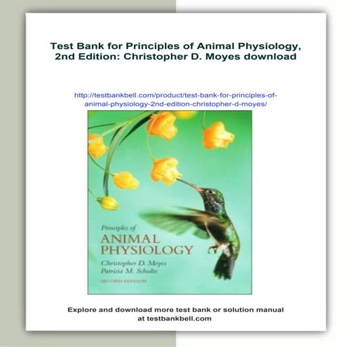 Test Bank for Principles of Animal Physiology, 2nd Edition: Christopher ...