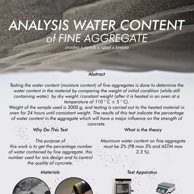 Analysis Water Content of Fine Aggregate 