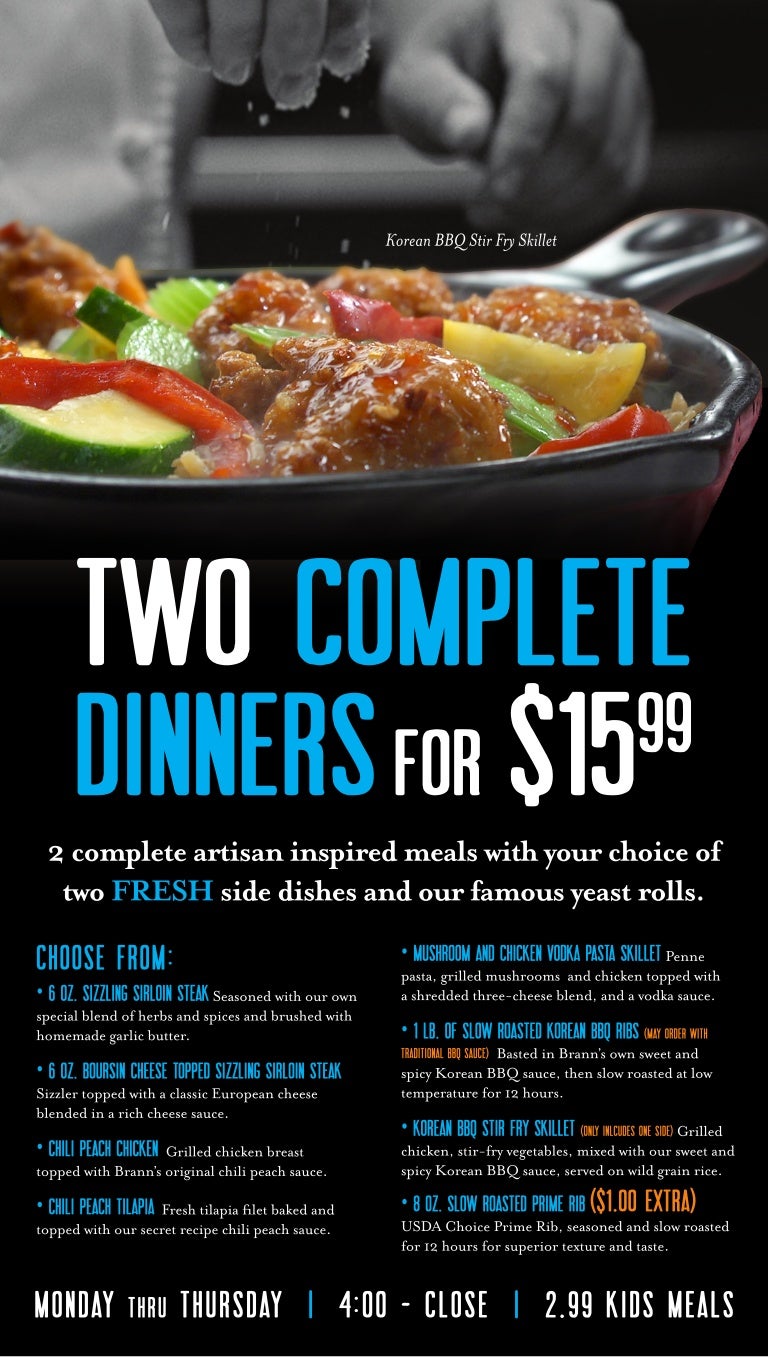 Brann's Special Menu