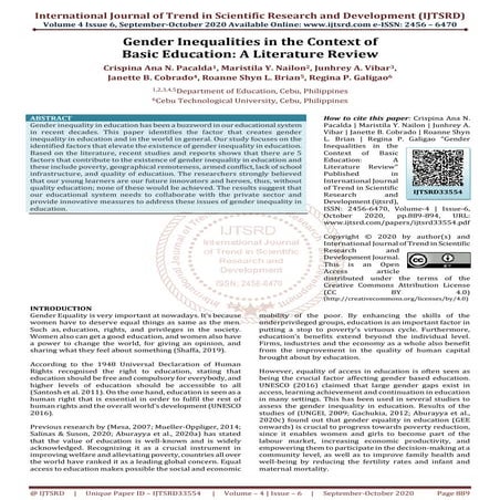 Gender Inequalities in the Context of Basic Education A Literature Review