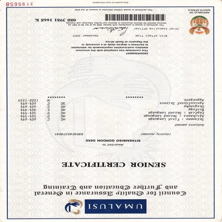 Senior Certificate | PDF