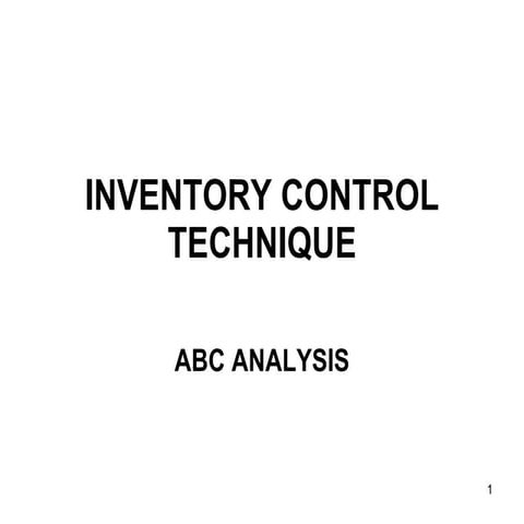 Inventory Control ABC Analysis