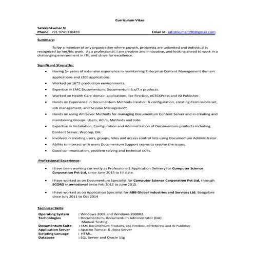 Sateesh DCTM 5+ Years