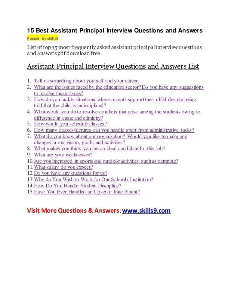 assistant principal interview questions
