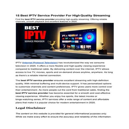 15 Best IPTV Service Provider For HIgh Quality Streaming.pdf