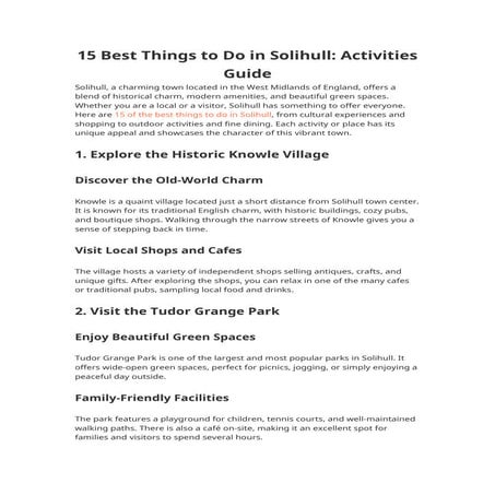 15 Best Things to Do in Solihull： Activities Guide | DOCX