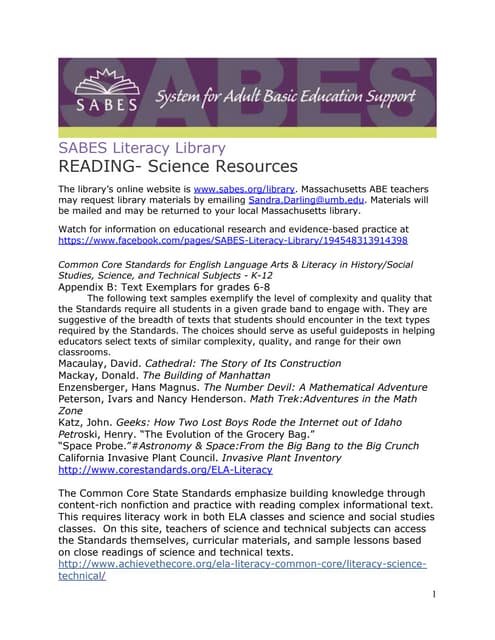 READING- Science resources