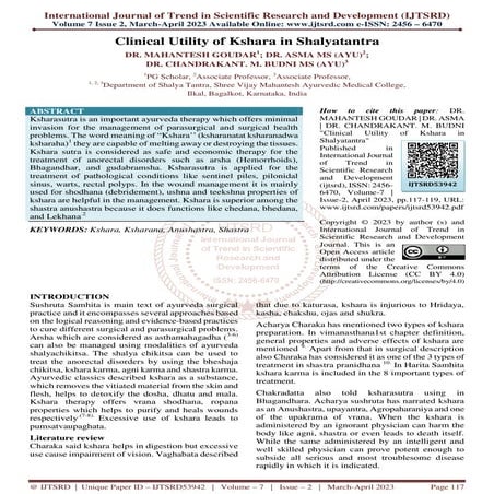 Clinical Utility of Kshara in Shalyatantra
