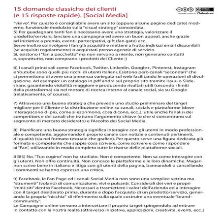 15 domande classiche dei Clienti e 15 risposte rapide