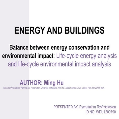 LIFE CYCLE ANALYSIS - BUILDING MATERIALS | PPTX