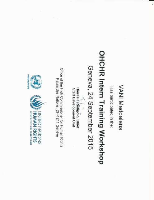 OHCHR RECOMMENDATION LETTER_MADDALENA_LUCALUPOLI | PDF